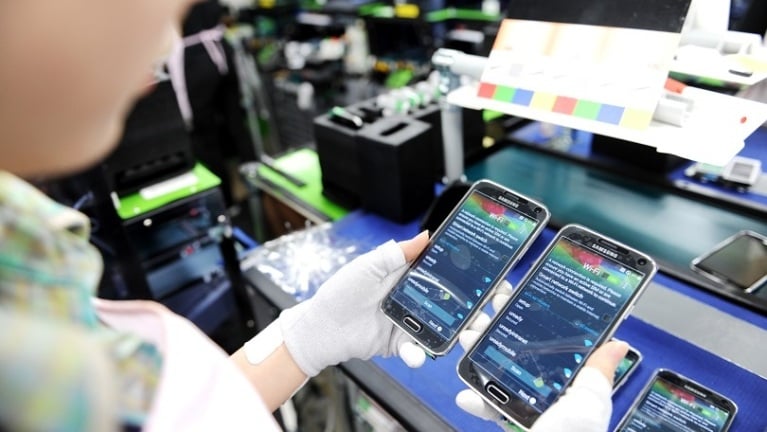 A relevant stock photo of mobile phone manufacturer in a typical setting.