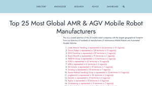 Top 25 Most Global AMR & AGV Mobile Robot Manufacturers - autonomous vehicle manufacturer