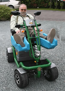 A relevant stock photo of mobility scooter custom in a typical setting.