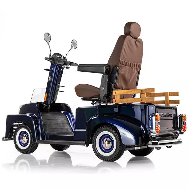 A relevant stock photo of mobility scooter custom in a typical setting.