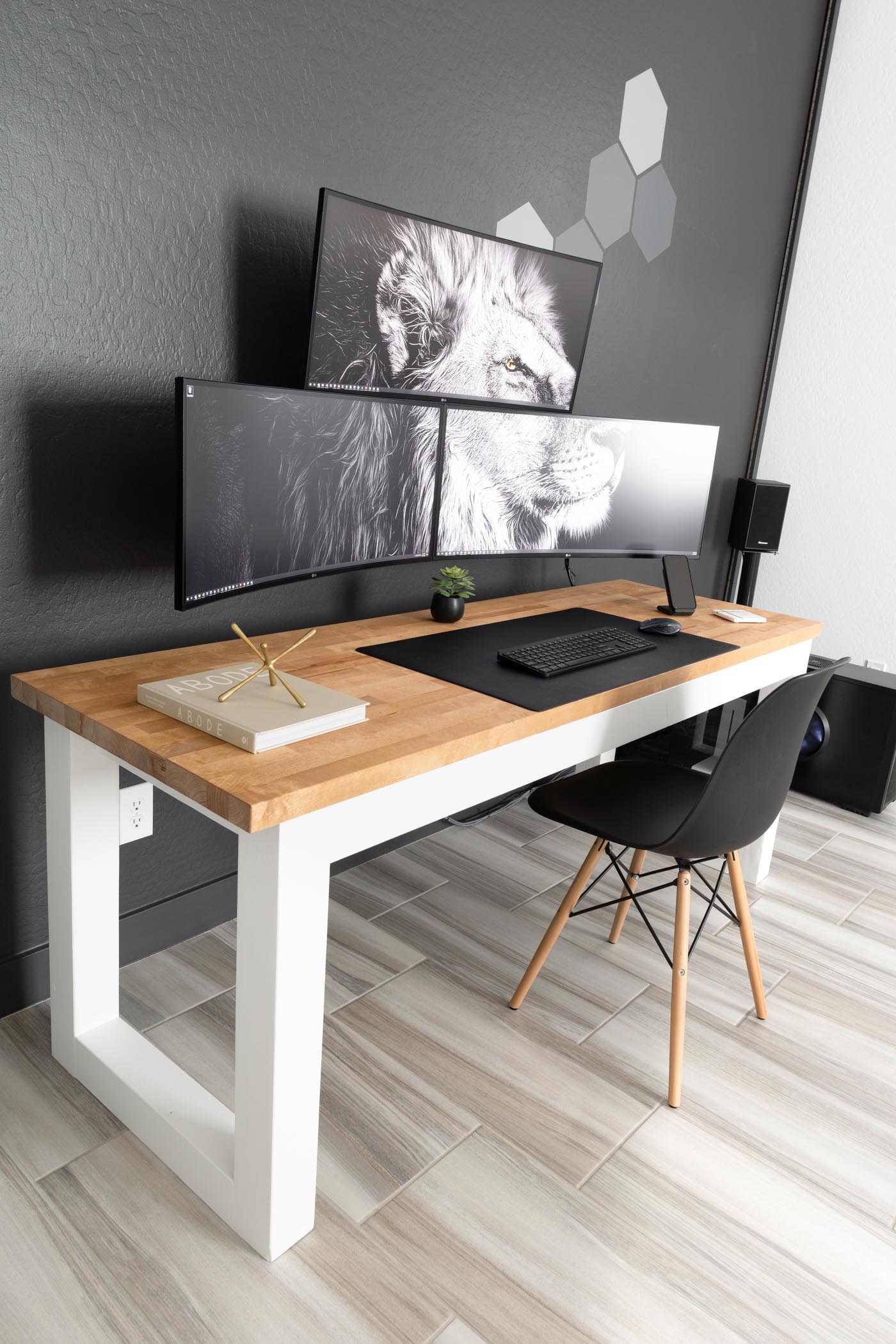 A relevant stock photo of modern desk custom in a typical setting.