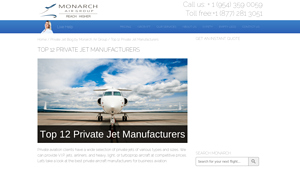 Top 12 Private Jet Manufacturers - Monarch Air Group - canadian airplane manufacturer