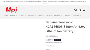 Genuine Panasonic NCR18650B 3400mAh 4.9A Lithium Ion Battery - ncr18650b bulk