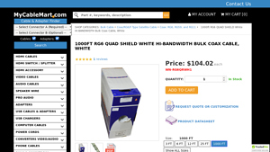 1000ft RG6 QUAD SHIELD White HI-BANDWIDTH Bulk Coax Cable ... - rg6 bulk