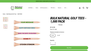 Bulk Natural Golf Tees - 1,000 PACK - MyCustomGolfBall - golf tees bulk