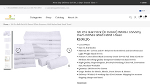 Bulk Pack - 60 Pcs, White Economy Hand Towels, 15x25 Inches - hand towel bulk