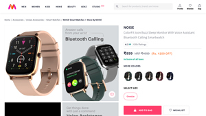Buy NOISE ColorFit Icon Buzz Sleep Monitor With Voice Assistant ... - noise colorfit company