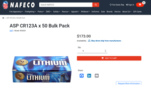 ASP CR123A x 50 Bulk Pack - NAFECO - 123 battery bulk