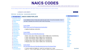 NAICS Codes related with LOCK - naics code for lock manufacturer