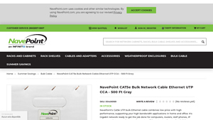 NavePoint CAT5e Bulk Network Cable Ethernet UTP CCA - 500 Ft ... - cat5e ethernet cable bulk