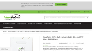 NavePoint CAT5e Bulk Network Cable Ethernet UTP CCA - 500 Ft ... - cat5e bulk