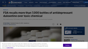Antidepressant duloxetine recalled over toxic chemical - NBC Chicago - duloxetine recall manufacturer