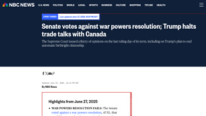 Senate votes against war powers resolution; Trump halts trade talks ... - supreme chair company