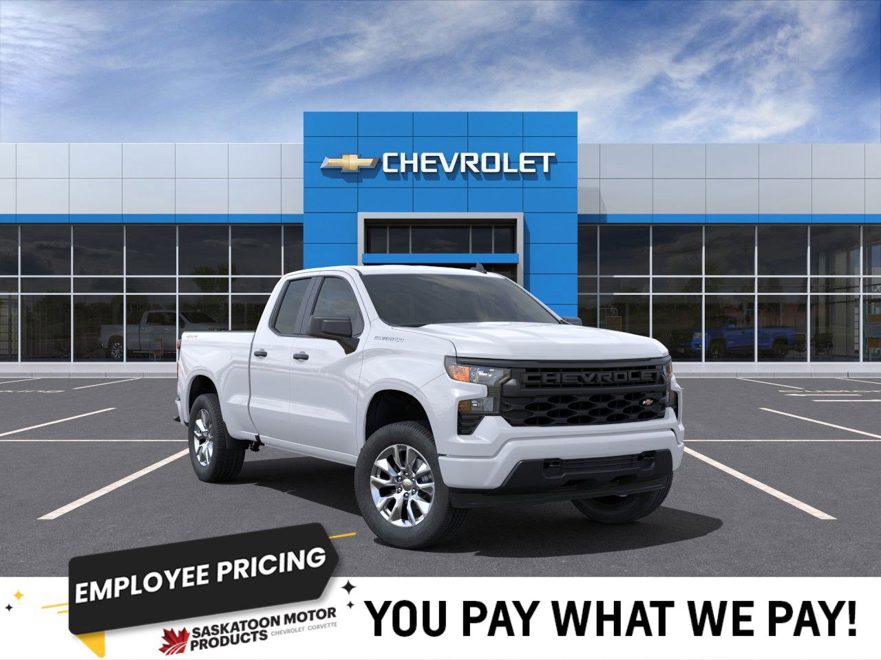 A relevant stock photo of new chevy silverado custom in a typical setting.