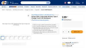 Smays USB C Cable Bulk 20-Pack, Type C Charger Cord 3.3ft ... - usb type c cable bulk
