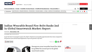 Indian Wearable Brand Fire-Boltt Ranks 2nd In Global Smartwatch ... - firebolt watch company
