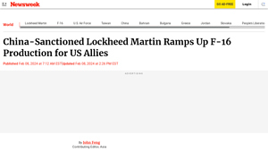 China-Sanctioned Lockheed Martin Ramps Up F-16 Production ... - Newsweek - f16 manufacturer