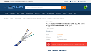 CAT8.2 | 40G | Bulk | Ethernet | Cable | CMR | 23AWG | Solid ... - cat 8 ethernet cable bulk