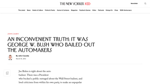 An Inconvenient Truth: It Was George W. Bush Who Bailed Out the ... - car manufacturer bailout