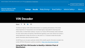 VIN Decoder - NHTSA - manufacturer body code