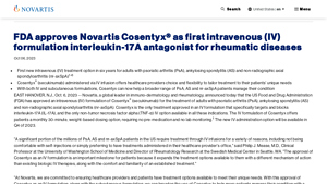 FDA approves Novartis Cosentyx® as first intravenous (IV) formulation ... - cosentyx manufacturer