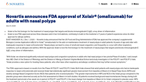 Novartis announces FDA approval of Xolair® (omalizumab) for adults with ... - xolair manufacturer