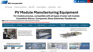 NPC incorporated | Global leader of solar module manufacturing ... - solar module factory