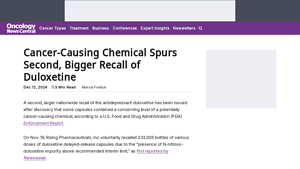 Cancer-Causing Chemical Spurs Second, Bigger Recall of Duloxetine - duloxetine recall manufacturer
