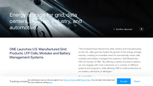 Our Next Energy - power battery factory
