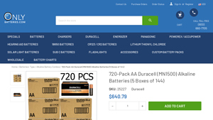 720-Pack AA Duracell (MN1500) Alkaline Batteries (5 Boxes of 144) - duracell aa bulk