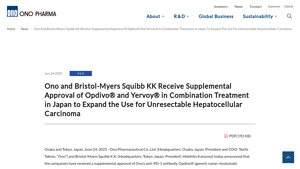 Ono and Bristol-Myers Squibb KK Receive Supplemental Approval of Opdivo ... - opdivo manufacturer