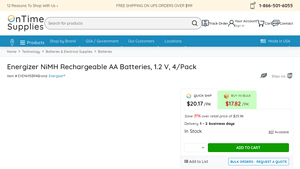 NiMH Rechargeable AA Batteries by Energizer® EVENH15BP4 - rechargeable aa batteries bulk