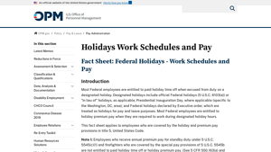 Holidays Work Schedules and Pay - U.S. Office of Personnel Management - holiday time manufacturer