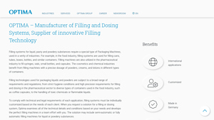 Filling machines by OPTIMA - packaging - filling machine manufacturer