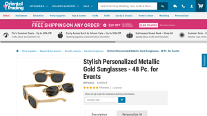 Stylish Personalized Metallic Gold Sunglasses - 48 Pc. for Events - gold sunglasses bulk