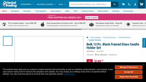 Bulk 12 Pc. Black Framed Glass Candle Holder Set | Oriental Trading - glass candle holder bulk