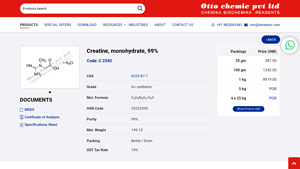 Creatine, monohydrate, 99% - Manufacturers & suppliers with worldwide ... - creatine manufacturer