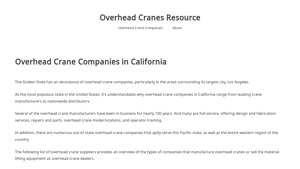 Overhead Crane Companies in California - bridge crane manufacturer