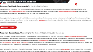 Precision CNC Components for the Medical Industry - Owens Ind - cnc machined parts for medical equipment manufacturer