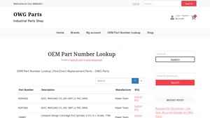 OEM Part Number Lookup - OWG Parts - manufacturer part number lookup