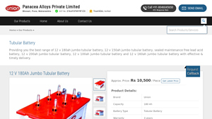 12 V 180Ah Jumbo Tubular Battery OEM Manufacturer from Pune - tubular battery company