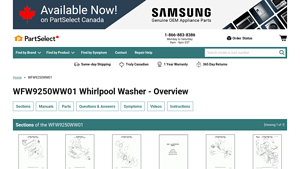 Whirlpool Washer WFW9250WW01 - OEM Parts & Repair Help - PartSelect.ca - wfw9250ww01 whirlpool washer manufacturer date