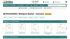 Whirlpool Washer WFW9250WW01 - OEM Parts & Repair Help - PartSelect.com - wfw9250ww01 whirlpool washer manufacturer date