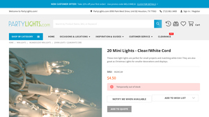 20 Mini Lights - Clear/White Cord - PartyLights.com - white christmas lights bulk