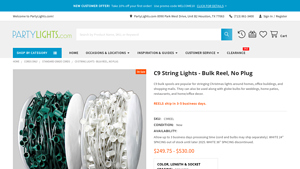 C9 String Lights - Bulk Reel, No Plug - PartyLights.com - led christmas lights bulk