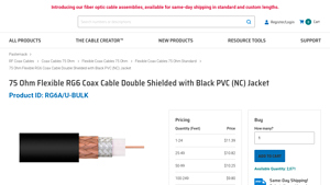 75 Ohm Flexible RG6 Coax Cable Double Shielded with Black PVC ... - rg6 bulk