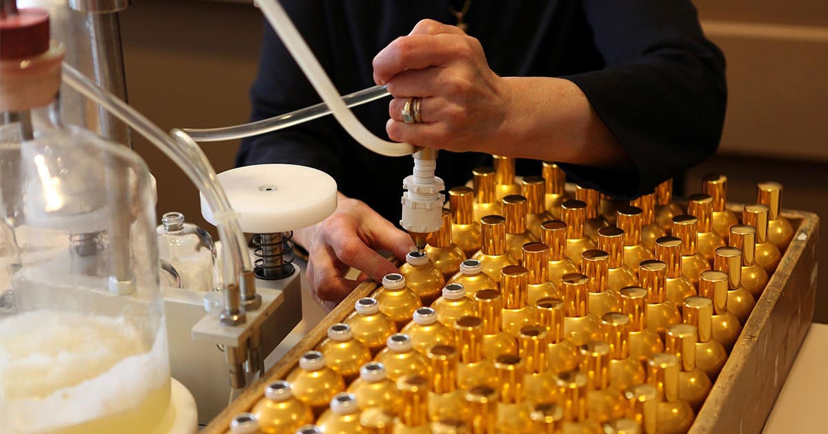 A relevant stock photo of perfume fragrance manufacturers in a typical setting.