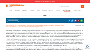 UCB Announces U.S. FDA Approvals for BIMZELX® (bimekizumab-bkzx) for ... - bimzelx manufacturer