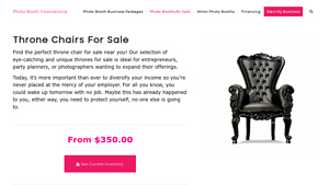 Throne Chairs for Sale - Photo Booth International - throne chair company