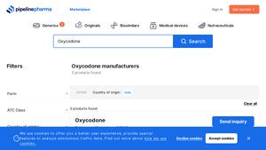 Connect directly with pharma manufacturers - Pipelinepharma - oxycodone manufacturer